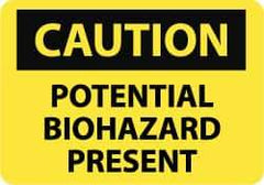 NMC - "Caution - Potential Biohazard Present", 10" Long x 14" Wide, Rigid Plastic Safety Sign - Rectangle, 0.05" Thick, Use for Hazardous Materials - All Tool & Supply