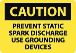 NMC - "Caution - Prevent Static Spark Discharge - Use Grounding Devices", 10" Long x 14" Wide, Pressure-Sensitive Vinyl Safety Sign - Rectangle, 0.004" Thick, Use for Accident Prevention - All Tool & Supply