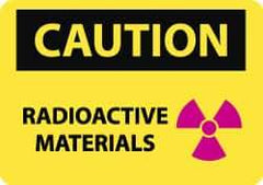 NMC - "Caution - Radioactive Materials", 10" Long x 14" Wide, Pressure-Sensitive Vinyl Safety Sign - Rectangle, 0.004" Thick, Use for Accident Prevention - All Tool & Supply