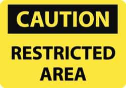 NMC - "Caution - Restricted Area", 10" Long x 14" Wide, Rigid Plastic Safety Sign - Rectangle, 0.05" Thick, Use for Security & Admittance - All Tool & Supply