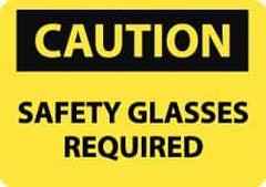 NMC - "Caution - Safety Glasses Required", 10" Long x 14" Wide, Rigid Plastic Safety Sign - Rectangle, 0.05" Thick, Use for Accident Prevention - All Tool & Supply