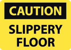 NMC - "Caution - Slippery Floor", 10" Long x 14" Wide, Pressure-Sensitive Vinyl Safety Sign - Rectangle, 0.004" Thick, Use for Accident Prevention - All Tool & Supply