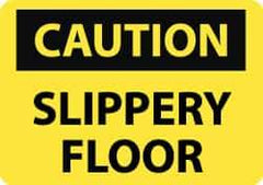 NMC - "Caution - Slippery Floor", 10" Long x 14" Wide, Rigid Plastic Safety Sign - Rectangle, 0.05" Thick, Use for Accident Prevention - All Tool & Supply