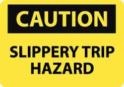 NMC - "Caution - Slippery - Trip Hazard", 10" Long x 14" Wide, Pressure-Sensitive Vinyl Safety Sign - Rectangle, 0.004" Thick, Use for Accident Prevention - All Tool & Supply