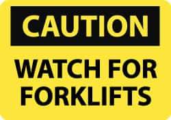 NMC - "Caution - Watch for Forklifts", 10" Long x 14" Wide, Aluminum Safety Sign - Rectangle, 0.04" Thick, Use for Accident Prevention - All Tool & Supply