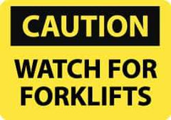 NMC - "Caution - Watch for Forklifts", 10" Long x 14" Wide, Pressure-Sensitive Vinyl Safety Sign - Rectangle, 0.004" Thick, Use for Accident Prevention - All Tool & Supply