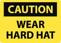 NMC - "Caution - Wear Hard Hat", 10" Long x 14" Wide, Rigid Plastic Safety Sign - Rectangle, 0.05" Thick, Use for Accident Prevention - All Tool & Supply