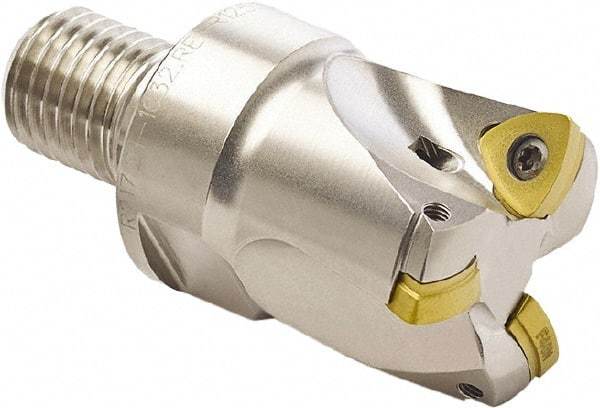 Seco - 20mm Cut Diam, 0.028" Max Depth, M10 Modular Connection Indexable High-Feed End Mill - Screw Holding Method, 218.19-100 Insert, R217.21 Toolholder, Through Coolant - All Tool & Supply