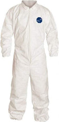 Dupont - Size M Film Laminate General Purpose Coveralls - White, Zipper Closure, Elastic Cuffs, Elastic Ankles, Serged Seams - All Tool & Supply