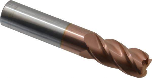 Accupro - 5/8", 4 Flute, Single End, Solid Carbide, 0.09" Corner Radius End Mill - 3-1/2" OAL, 40° Helix, Right Hand Flute, 1-1/4" LOC, Right Hand Cut - All Tool & Supply