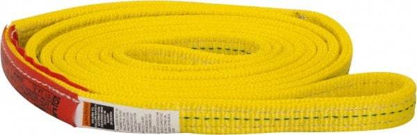 Lift-All - 8' Long x 1" Wide, 6,200 Lb Vertical Capacity, 2 Ply, Polyester Web Sling - 4,900 Lb Choker Capacity, Yellow - All Tool & Supply