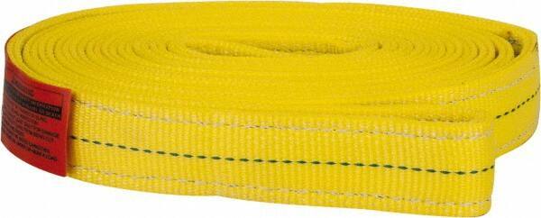 Lift-All - 10' Long x 2" Wide, 12,200 Lb Vertical Capacity, 2 Ply, Polyester Web Sling - 9,800 Lb Choker Capacity, Yellow - All Tool & Supply