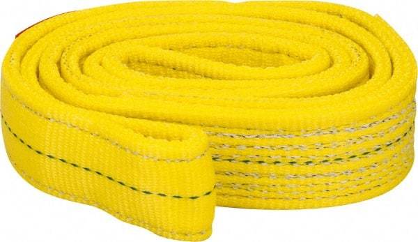 Lift-All - 4' Long x 2" Wide, 12,200 Lb Vertical Capacity, 2 Ply, Polyester Web Sling - 9,800 Lb Choker Capacity, Yellow - All Tool & Supply