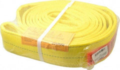 Lift-All - 10' Long x 3" Wide, 16,300 Lb Vertical Capacity, 2 Ply, Polyester Web Sling - 13,000 Lb Choker Capacity, Yellow - All Tool & Supply