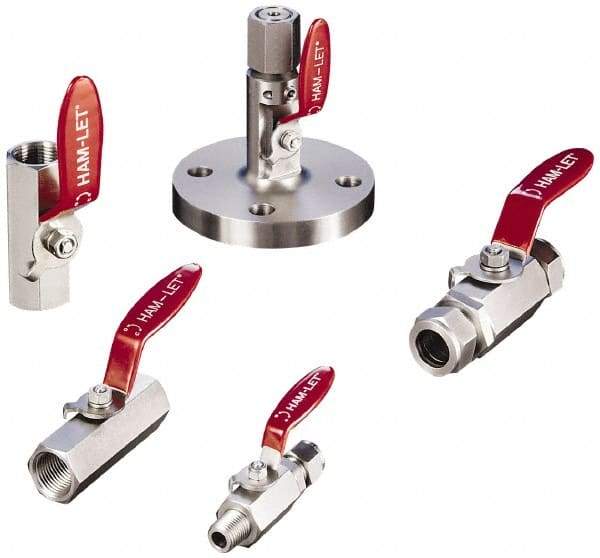 Ham-Let - 1/4" Pipe, MBSPP x FBSPP End Connections, Stainless Steel, Inline, Two Way Flow, Instrumentation Ball Valve - 2,000 psi WOG Rating, Locking Lever Handle, Reinforced PTFE Seal, Reinforced PTFE Seat - All Tool & Supply