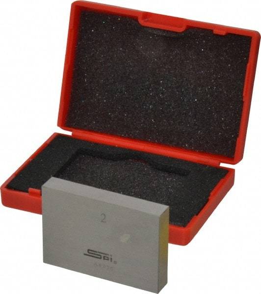 SPI - 2" Rectangular Steel Gage Block - Accuracy Grade AS-1, Includes NIST Traceability Certification - All Tool & Supply