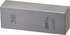 SPI - 0.5" Rectangular Steel Gage Block - Accuracy Grade AS-1, Includes NIST Traceability Certification - All Tool & Supply