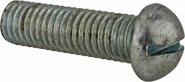 Value Collection - 1/2-13 UNC, 1-3/4" Length Under Head Slotted Drive Machine Screw - Round Head, Grade J82 Steel, Zinc-Plated Finish, Without Washer - All Tool & Supply