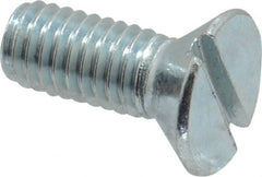 Value Collection - #10-32 UNF, 1/2" OAL Slotted Drive Machine Screw - Flat Head, Grade 2 Steel, Zinc-Plated Finish, Without Washer - All Tool & Supply