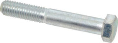 Made in USA - 1/2-13 UNC, 3-1/4" Length Under Head Hex Head Cap Screw - Partially Threaded, Grade 5 Steel, Zinc-Plated Finish, 3/4" Hex - All Tool & Supply