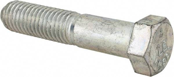 Made in USA - 9/16-12 UNC, 2-3/4" Length Under Head Hex Head Cap Screw - Partially Threaded, Grade 5 Steel, Zinc-Plated Finish, 13/16" Hex - All Tool & Supply