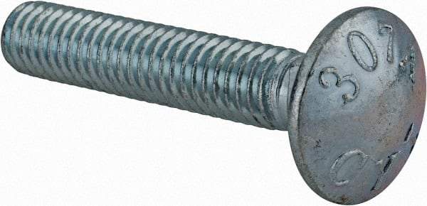 Value Collection - 5/16-18 UNC 1-3/4" Length Under Head, Standard Square Neck, Carriage Bolt - Grade 2 Steel, Zinc-Plated Finish - All Tool & Supply