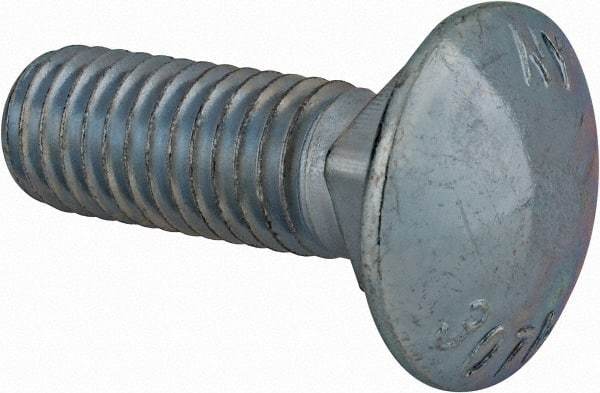 Value Collection - 1/2-13 UNC 1-1/2" Length Under Head, Standard Square Neck, Carriage Bolt - Grade 2 Steel, Zinc-Plated Finish - All Tool & Supply