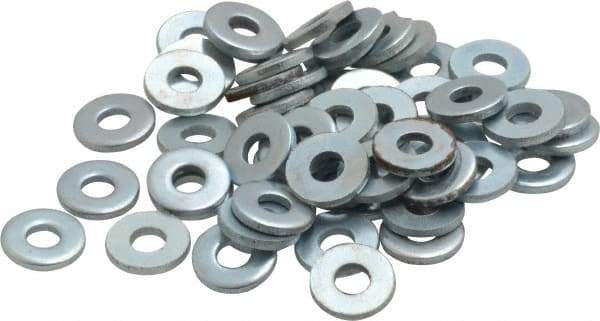 Value Collection - #6 Screw, Steel SAE Flat Washer - 5/32" ID x 3/8" OD, 0.036" Thick, Zinc-Plated Finish - All Tool & Supply