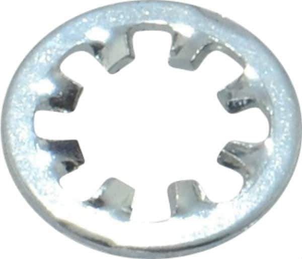 Value Collection - #8 Screw, 0.176" ID, Steel Internal Tooth Lock Washer - 0.34" OD, Zinc-Plated, Grade 2 - All Tool & Supply