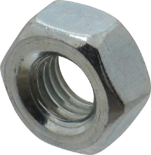 Value Collection - 1/4-28 UNF Steel Right Hand Hex Nut - 7/16" Across Flats, 0.2188" High, Zinc-Plated Finish - All Tool & Supply