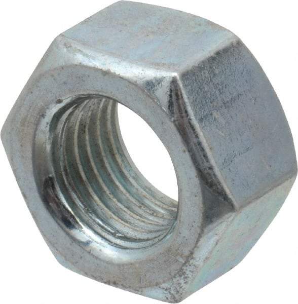 Value Collection - 7/16-20 UNF Steel Right Hand Hex Nut - 11/16" Across Flats, 3/8" High, Zinc-Plated Finish - All Tool & Supply