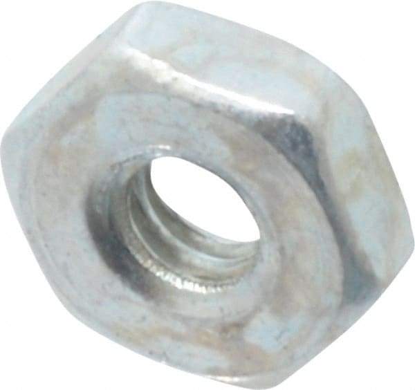 Value Collection - #2-56 UNC Steel Right Hand Machine Screw Hex Nut - 3/16" Across Flats, 1/16" High, Zinc Clear Finish - All Tool & Supply