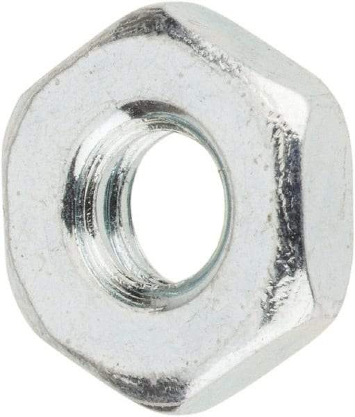 Value Collection - #10-24 UNC Steel Right Hand Machine Screw Hex Nut - 3/8" Across Flats, 1/8" High, Zinc-Plated Finish - All Tool & Supply