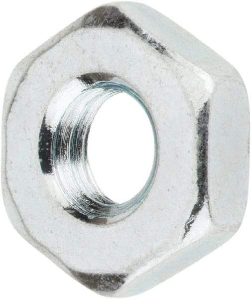 Value Collection - #10-32 UNF Steel Right Hand Machine Screw Hex Nut - 3/8" Across Flats, 1/8" High, Zinc-Plated Finish - All Tool & Supply