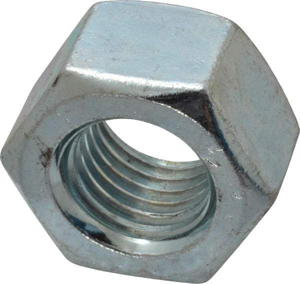 Value Collection - 1-8 UNC Steel Right Hand Heavy Hex Nut - 1-5/8" Across Flats, 0.9844" High, Zinc-Plated Finish - All Tool & Supply