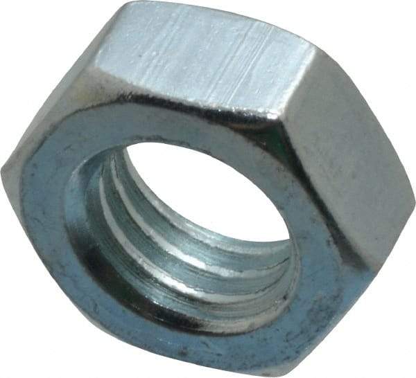 Value Collection - 1/2-13 UNC Steel Right Hand Hex Jam Nut - 3/4" Across Flats, 5/16" High, Zinc-Plated Finish - All Tool & Supply