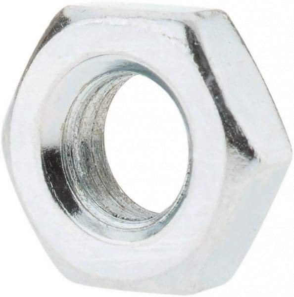 Value Collection - 1/4-28 UNF Steel Right Hand Hex Jam Nut - 7/16" Across Flats, 0.1563" High, Zinc-Plated Finish - All Tool & Supply