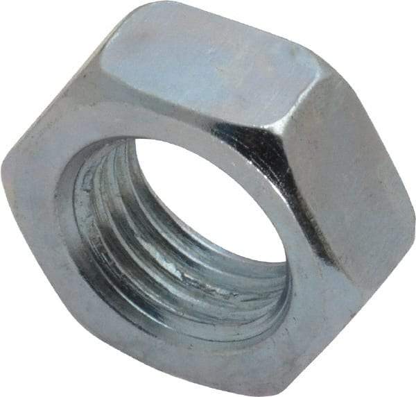 Value Collection - 1/2-20 UNF Steel Right Hand Hex Jam Nut - 3/4" Across Flats, 5/16" High, Zinc-Plated Finish - All Tool & Supply