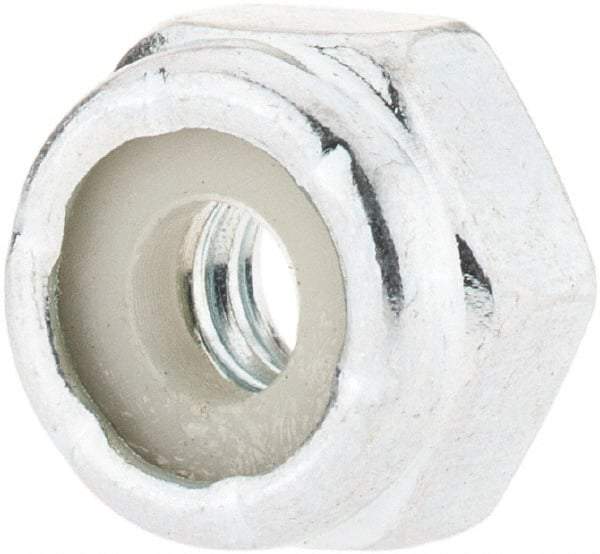 Value Collection - #10-24 UNC Grade 2 Hex Lock Nut with Nylon Insert - 3/8" Width Across Flats, 1/4" High, Zinc-Plated Finish - All Tool & Supply