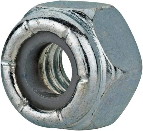 Value Collection - 1/4-20 UNC Grade 2 Hex Lock Nut with Nylon Insert - 7/16" Width Across Flats, 19/64" High, Zinc-Plated Finish - All Tool & Supply