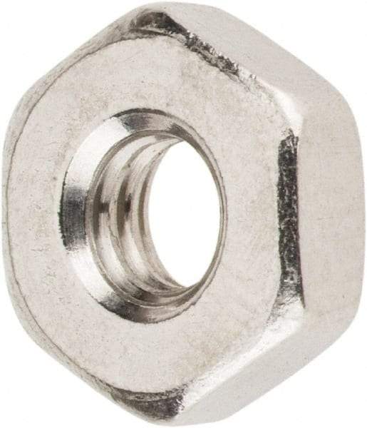 Value Collection - #8-32 UNC Stainless Steel Right Hand Machine Screw Hex Nut - 11/32" Across Flats, 1/8" High, Uncoated - All Tool & Supply