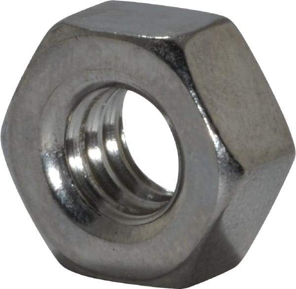 Value Collection - 1/4-20 UNC Stainless Steel Right Hand Hex Nut - 7/16" Across Flats, 7/32" High, Uncoated - All Tool & Supply