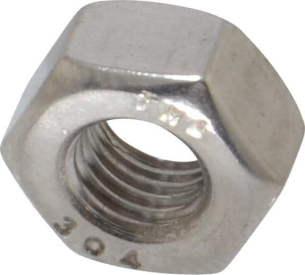 Value Collection - 1/4-28 UNF Stainless Steel Right Hand Hex Nut - 7/16" Across Flats, 7/32" High, Uncoated - All Tool & Supply