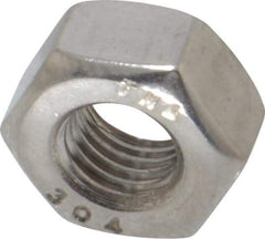 Value Collection - 1/4-28 UNF Stainless Steel Right Hand Hex Nut - 7/16" Across Flats, 7/32" High, Uncoated - All Tool & Supply