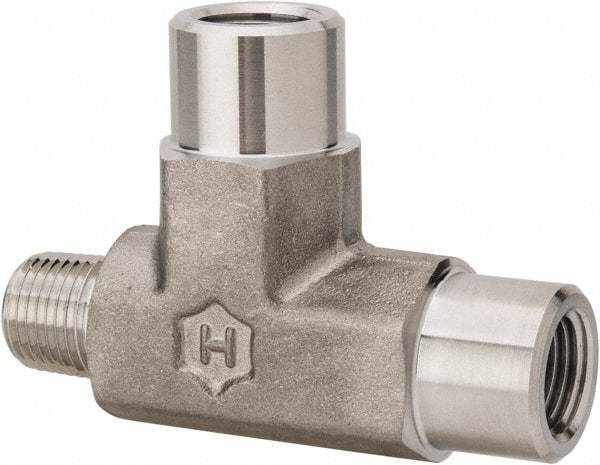 Ham-Let - 1/8" Grade 316 Stainless Steel Pipe Street Tee - MNPT x FNPT x FNPT End Connections, 6,100 psi - All Tool & Supply