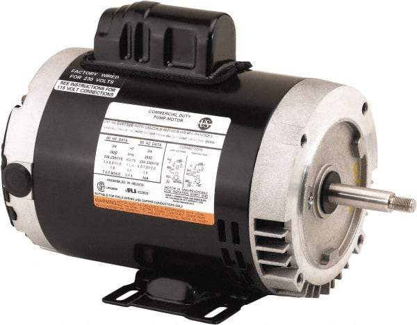 US Motors - 1/2 hp, ODP Enclosure, Auto Thermal Protection, 1,725 RPM, 115/208-230 Volt, 60 Hz, Industrial Electric AC/DC Motor - Size 56 Frame, C-Face Mount, 1 Speed, Ball Bearings, 8.9/4.4-4.5 Full Load Amps, B Class Insulation, Reversible - All Tool & Supply