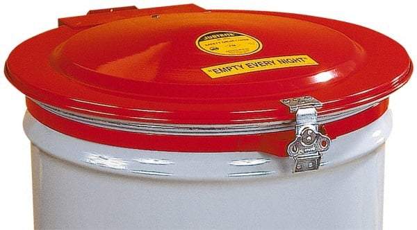 Justrite - 55 Gal, Steel Drum Cover - Hinged Manual-Closing Drum Cover - All Tool & Supply