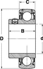 SKF - 1-1/4" ID x 2.8346" OD, 4,410 Lb Dynamic Capacity, Insert Bearing Insert Bearing - 3/4" Race Width, 3,440 Lb Static Capacity - All Tool & Supply