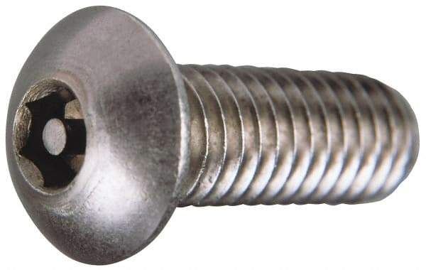 Value Collection - 3/8-16 UNC Pin In Hex Socket Drive, Button Screw - Grade 18-8 Stainless Steel, Uncoated, 1" Length Under Head - All Tool & Supply