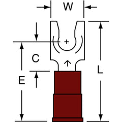 3M - #8 Stud, 22 to 18 AWG Compatible, Partially Insulated, Crimp Connection, Standard Fork Terminal - All Tool & Supply